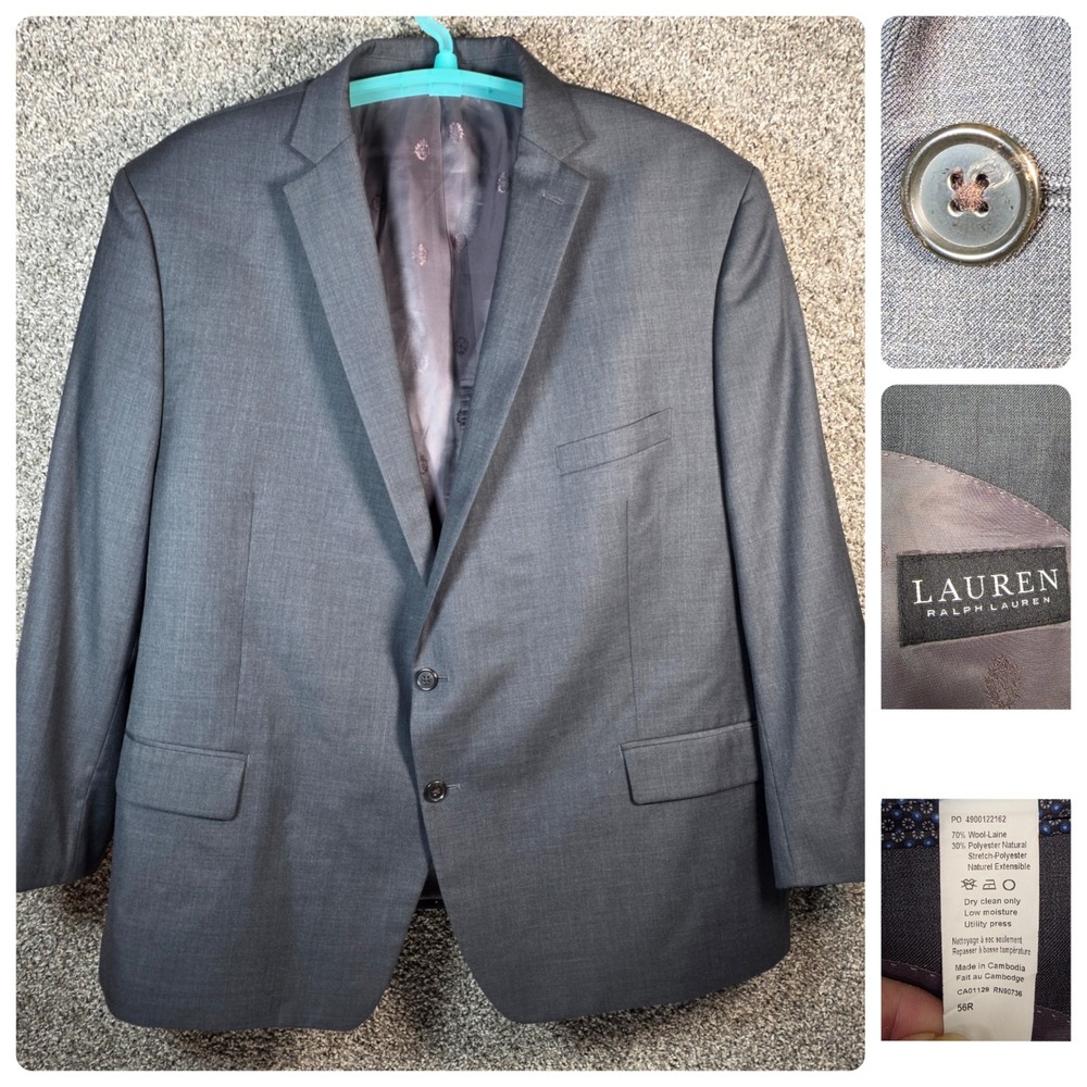 Ralph Lauren Black Label Sport Coat Mens Wool / Polyester Blue Blazer Jacket 56R